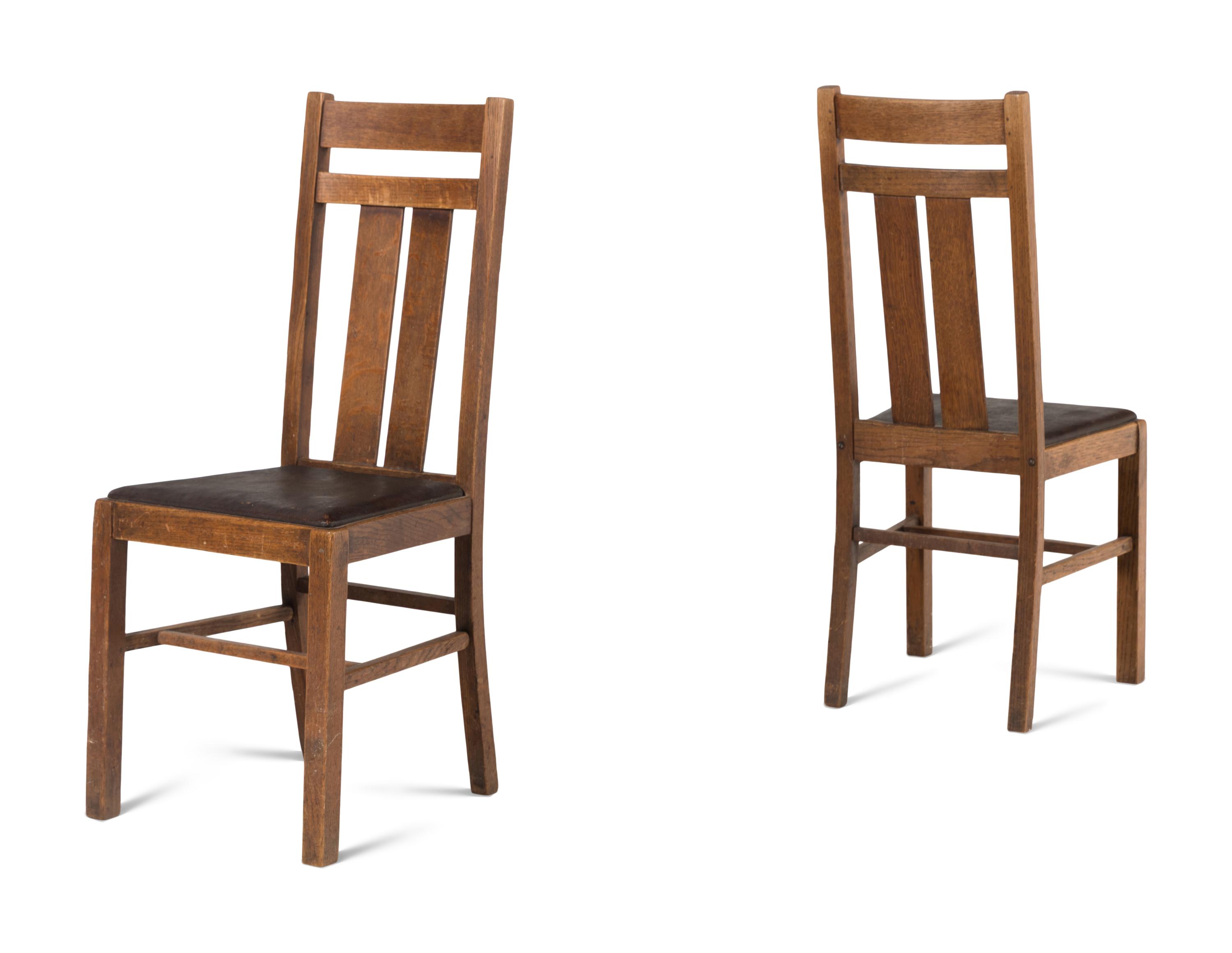 A Pair of American Arts and Crafts Oak Side Chairs