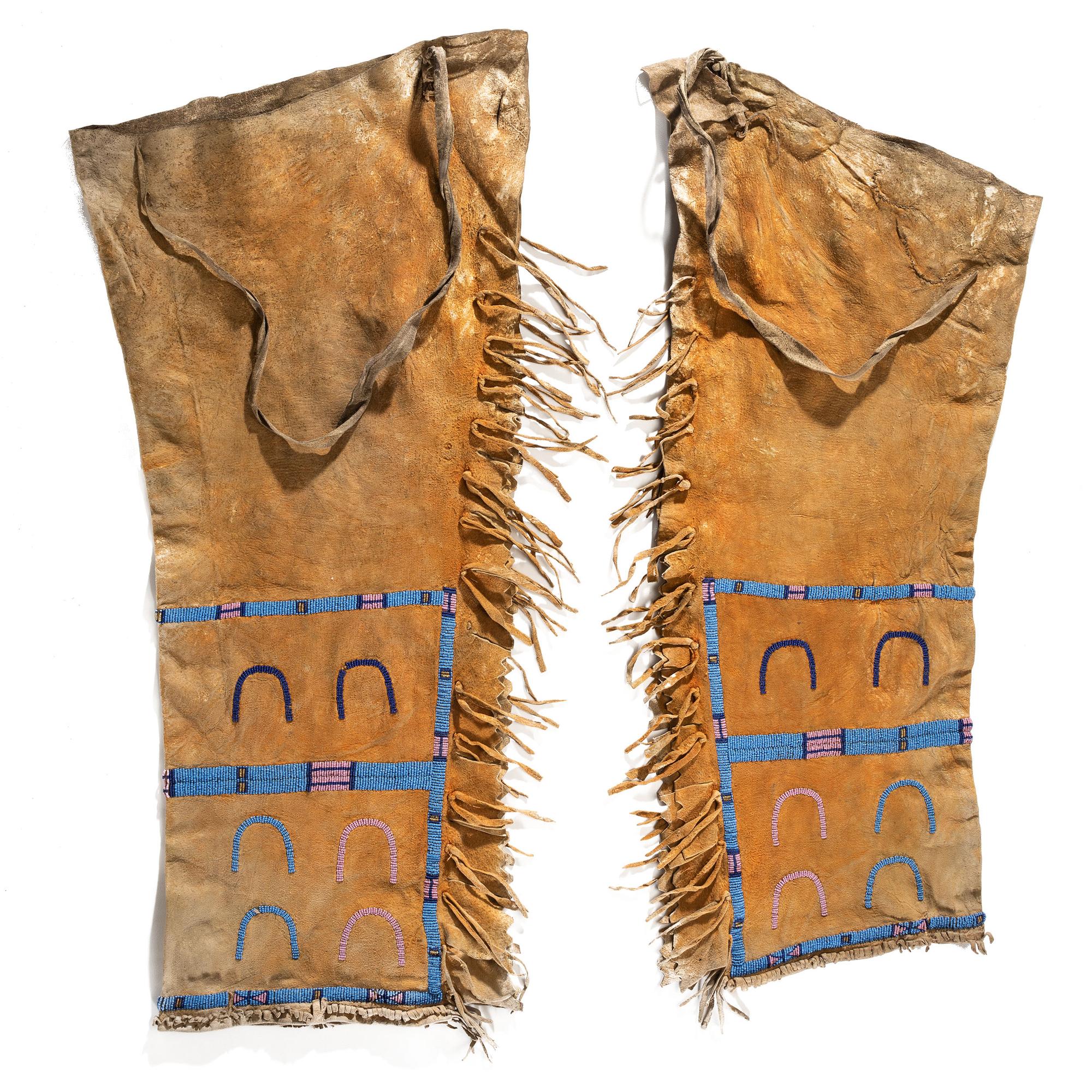 Northern Plains Beaded Hide Leggings, with Horse Tracks