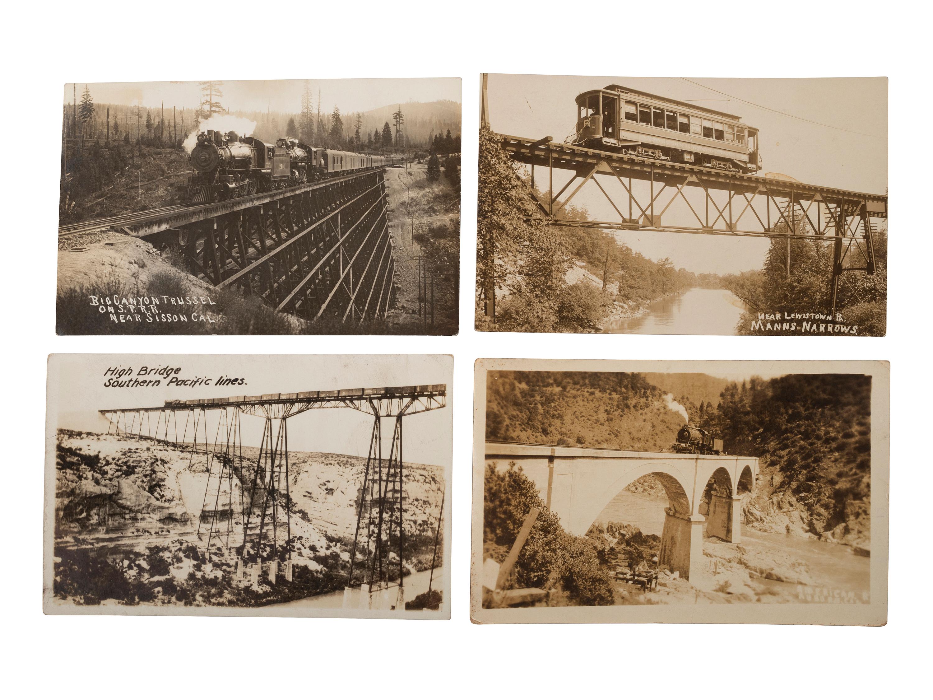 [RAILROADS]. A group of 71 RPPCs and photographs of trains, incl. train wrecks.