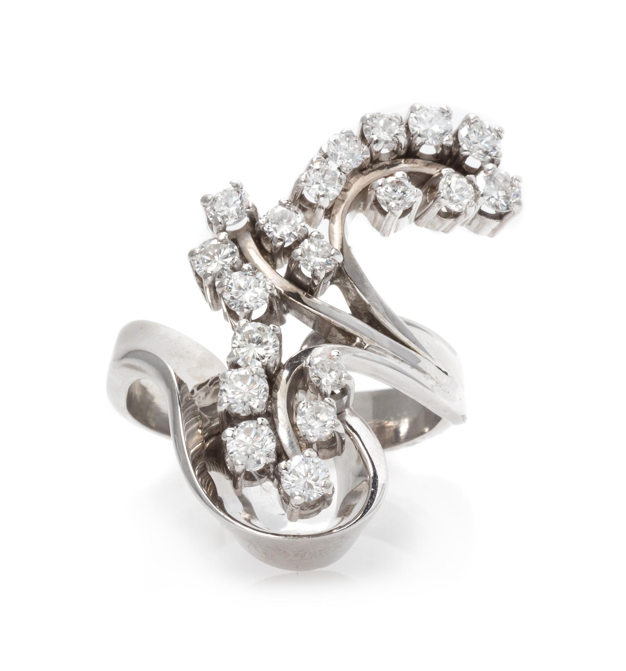A White Gold and Diamond Ring, 6.60 dwts.