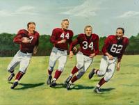 A Stunning Original Chicago Cardinals Football Painting Featuring Charley Trippi, Elmer Angsman, Paul Christman, Pat Harder