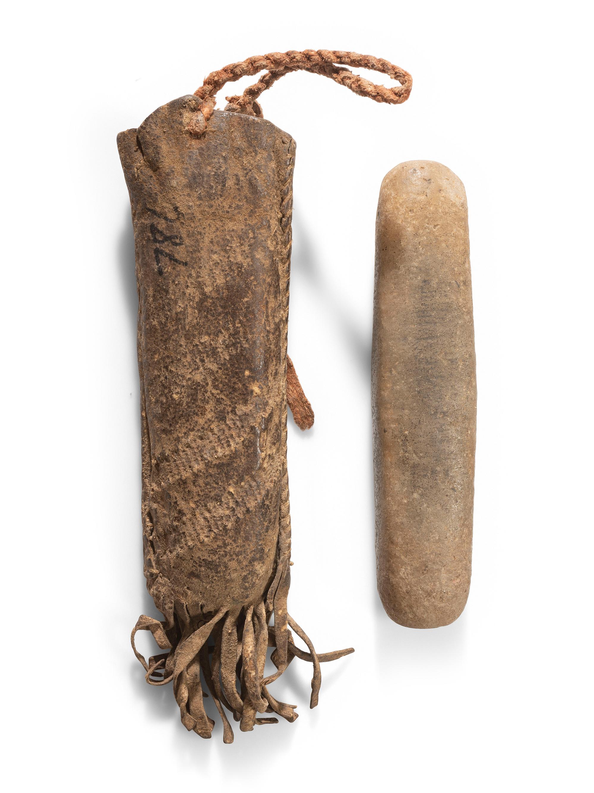 Kiowa Honing Stone in Hide Sheath