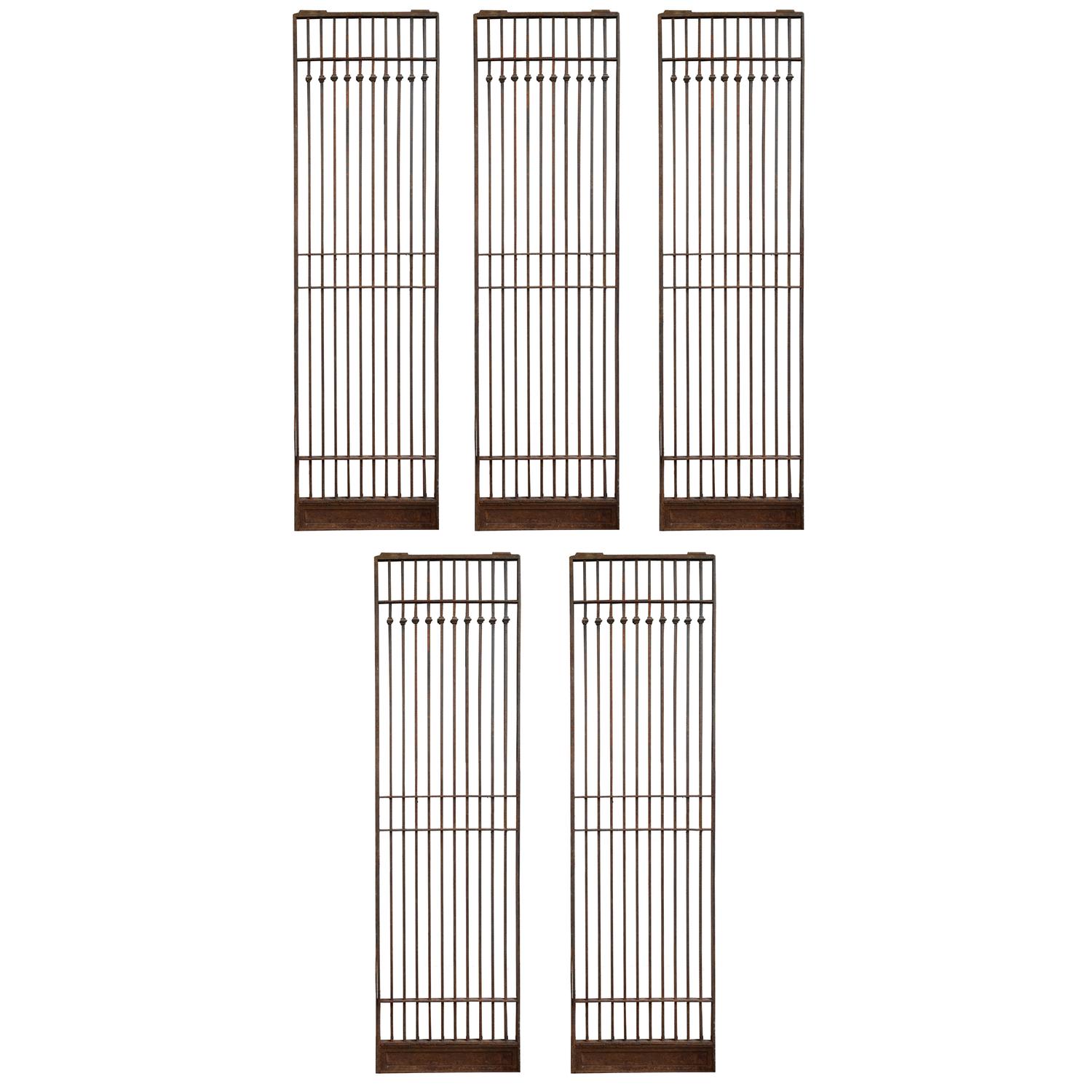 A Set of Eleven American Cast Iron Elevator Doors/Grates 23" W x 1" D x 82" H — United States, Early 20th Century