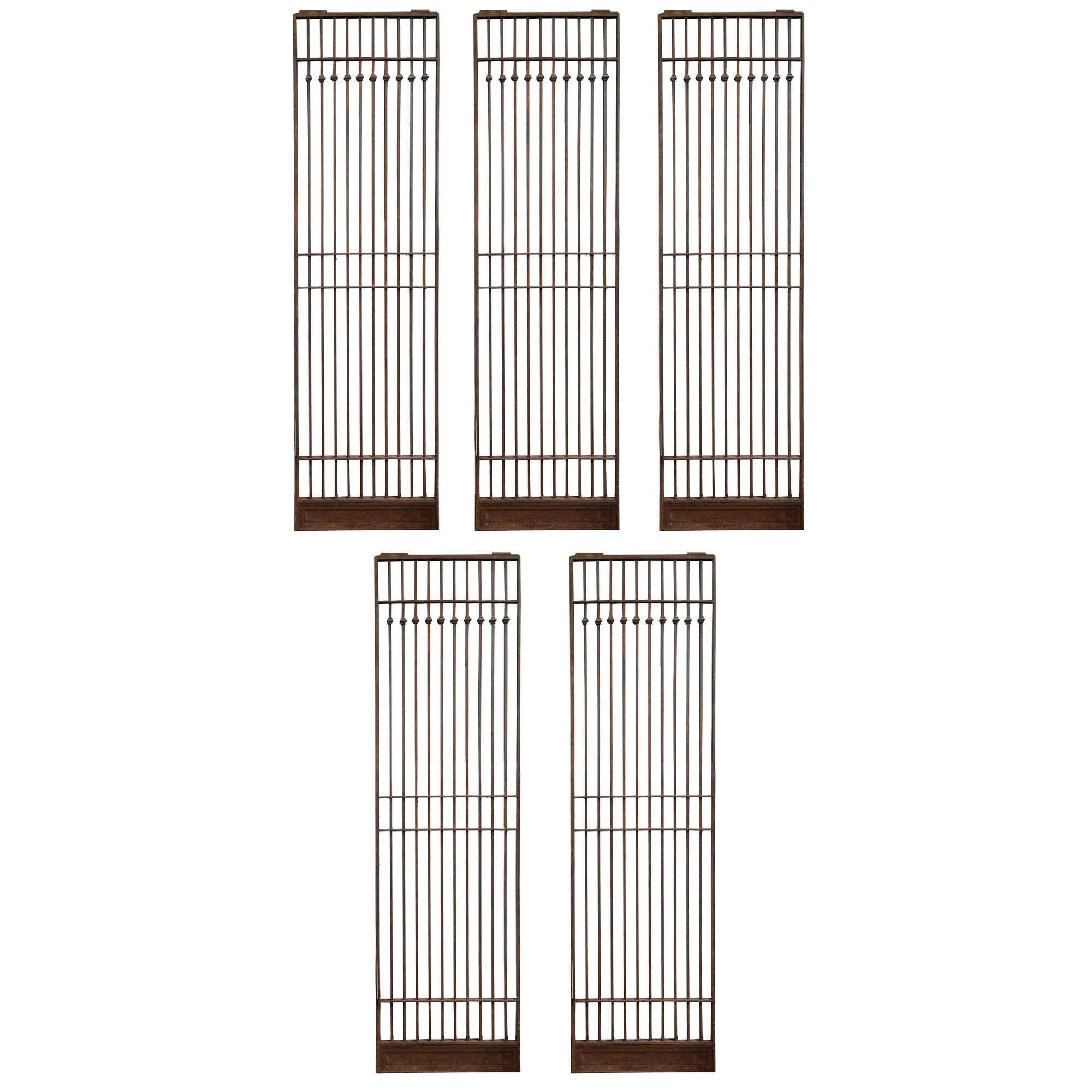 A Set of Eleven American Cast Iron Elevator Doors/Grates 23" W x 1" D x 82" H — United States, Early 20th Century