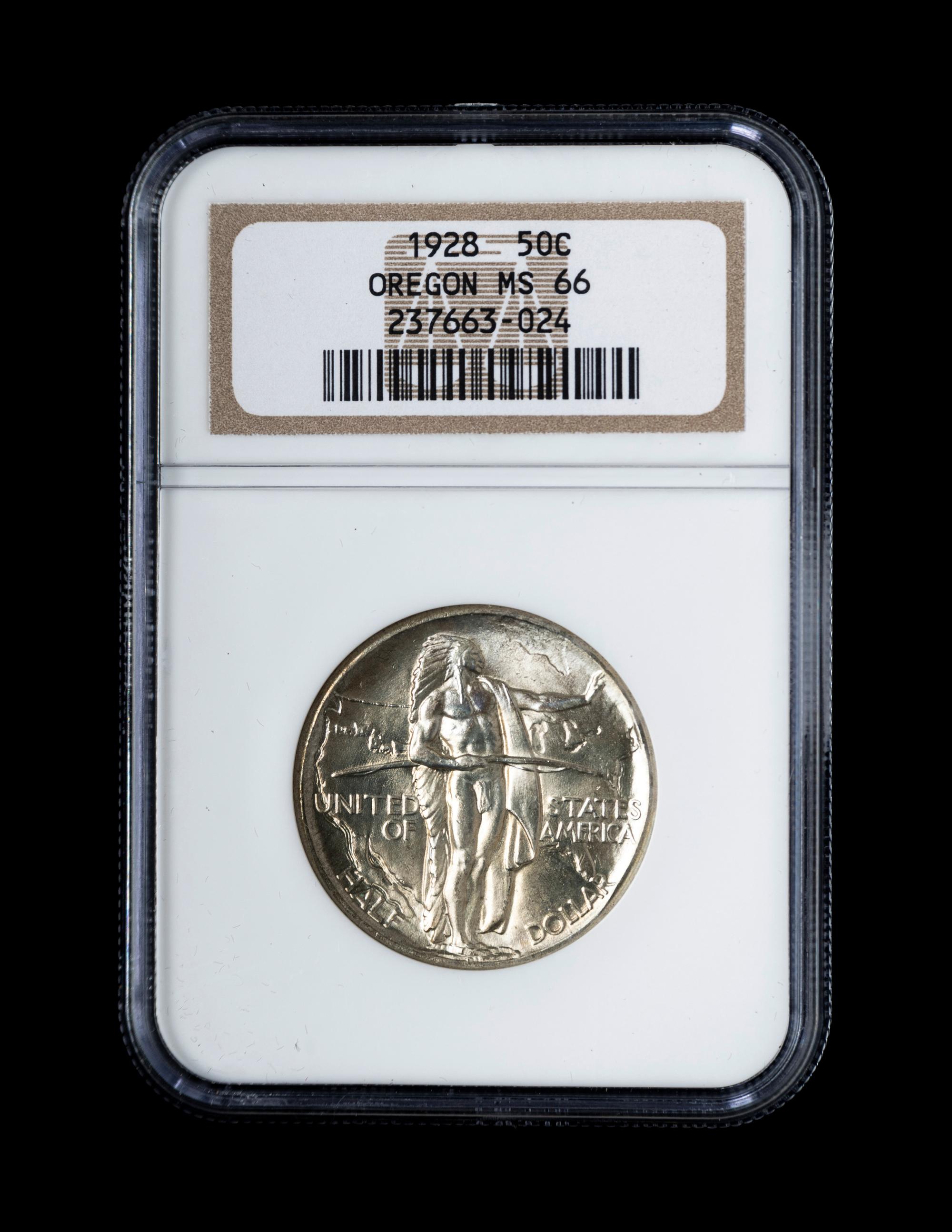 A 1928 Oregon Commemorative 50c Coin (NGC MS66)