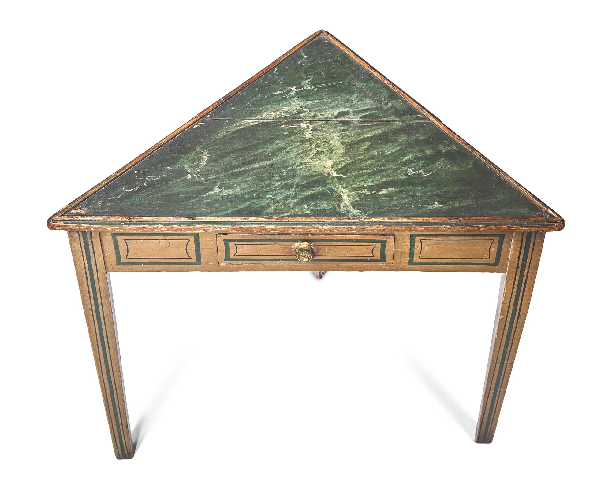 A Late Federal Paint-Decorated and Marbleized Corner Stand, Circa 1820-1830