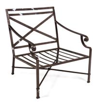 An Assembled Suite of Neoclassical Style Metal Patio Furniture Height 30 x width 44 x depth 24 inches.