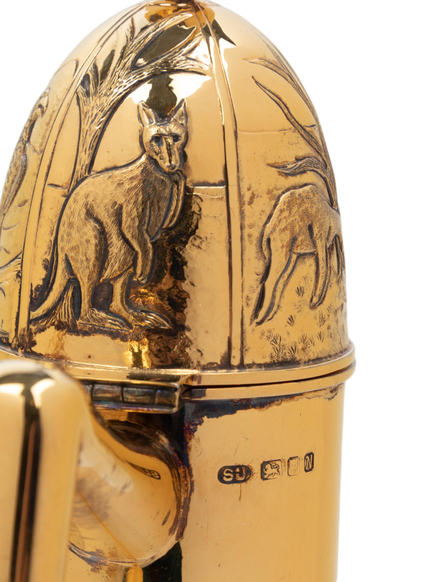 A Pair of English Silver-Gilt Mounted Cut Glass Decanters