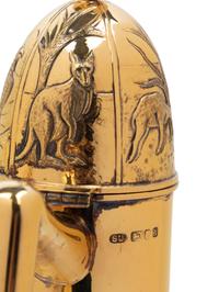 A Pair of English Silver-Gilt Mounted Cut Glass Decanters