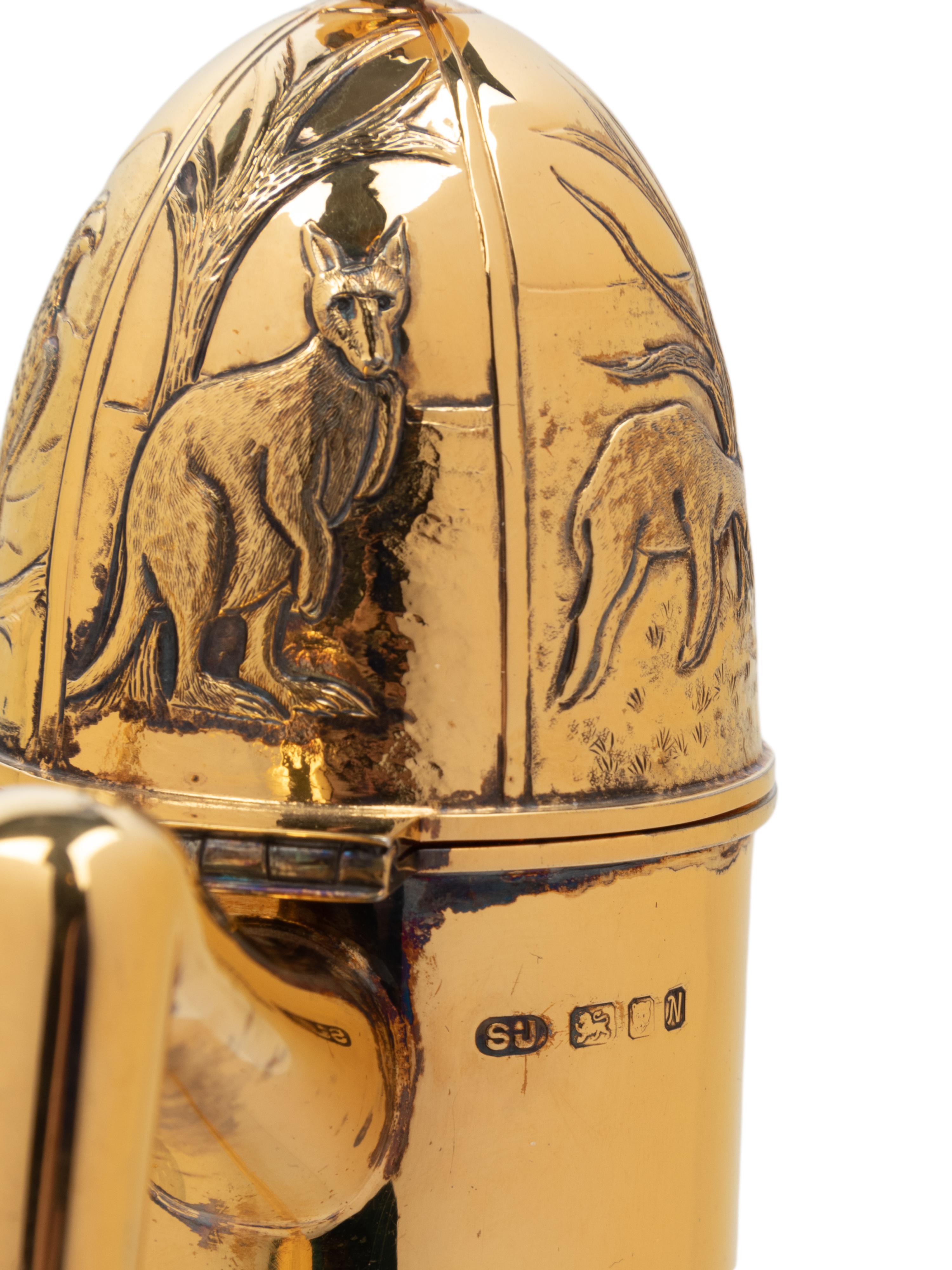 A Pair of English Silver-Gilt Mounted Cut Glass Decanters