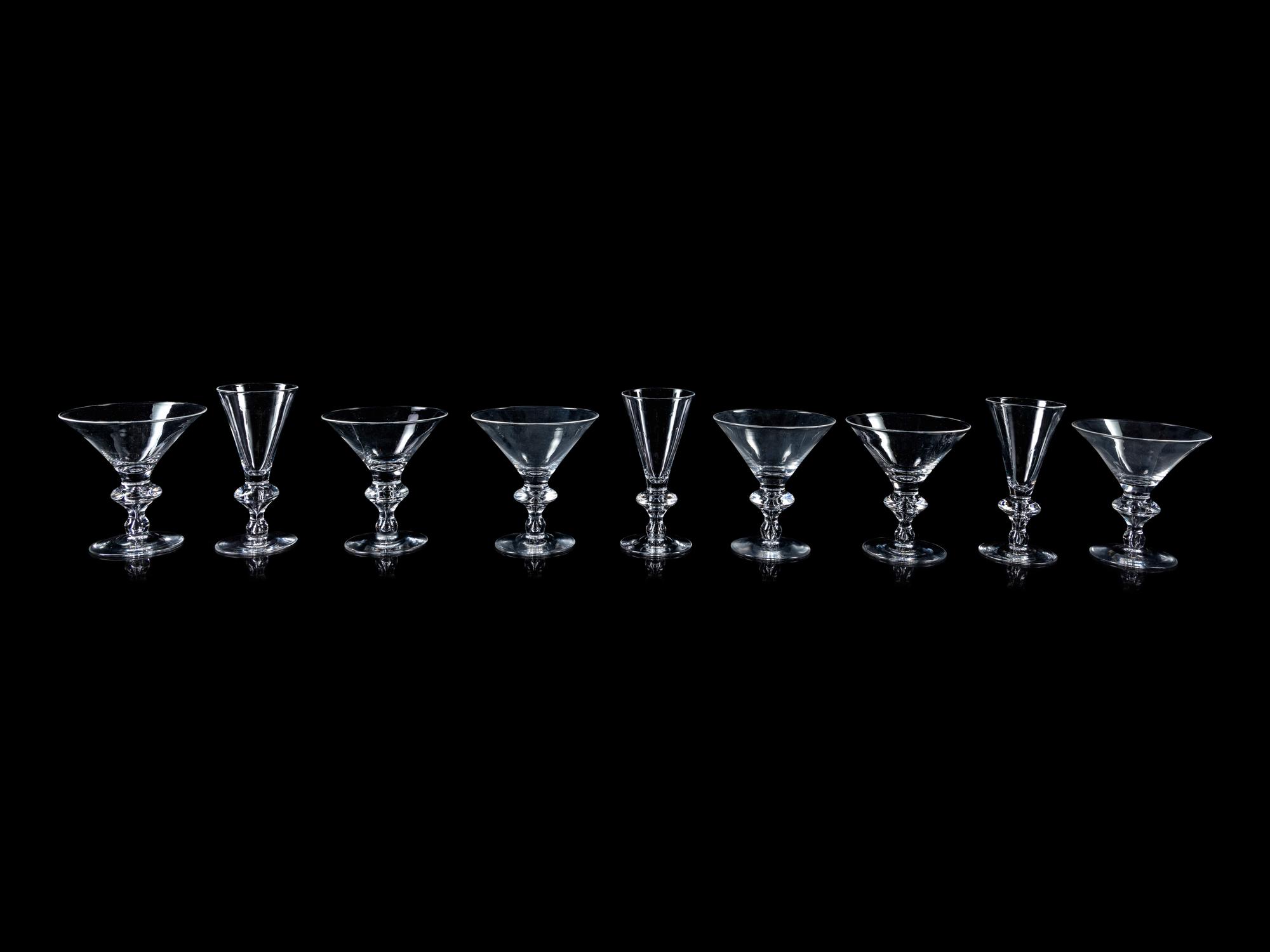 Nine Steuben Glass Stems