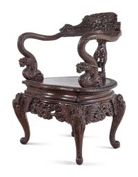 A Japanese Export Hardwood Armchair