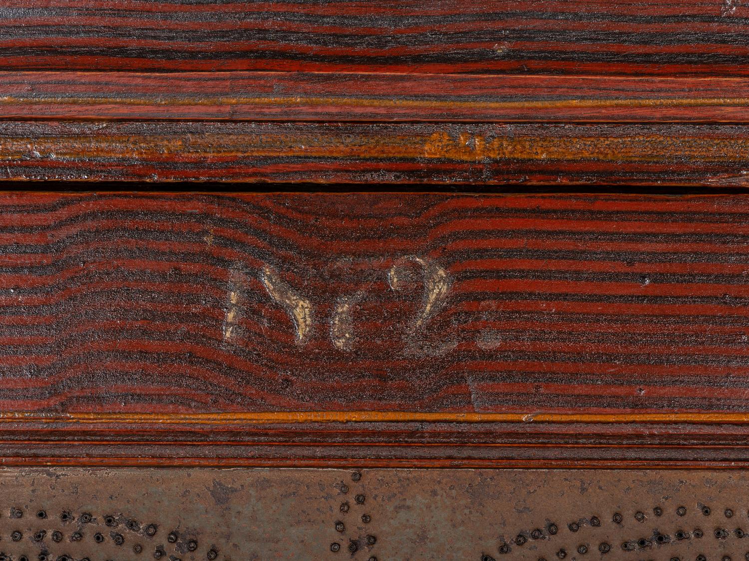 A Country Grain Painted Pine and Pressed Sheet Tin Pie Safe and Marriage Cabinet