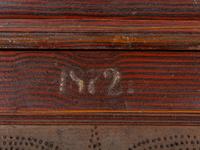 A Country Grain Painted Pine and Pressed Sheet Tin Pie Safe and Marriage Cabinet