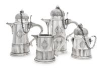 An Italian Silver Four-Piece Tea and Coffee Service, Luigi Genazzi, Milan, Mid-20th Century, comprising a teapot, coffee pot, creamer a