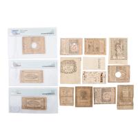 [COLONIAL CURRENCY]. A group of 14 notes from Massachusetts, New Hampshire, Rhode Island, Delaware, New Jersey, Pennsylvania, and North Carolina, including:
