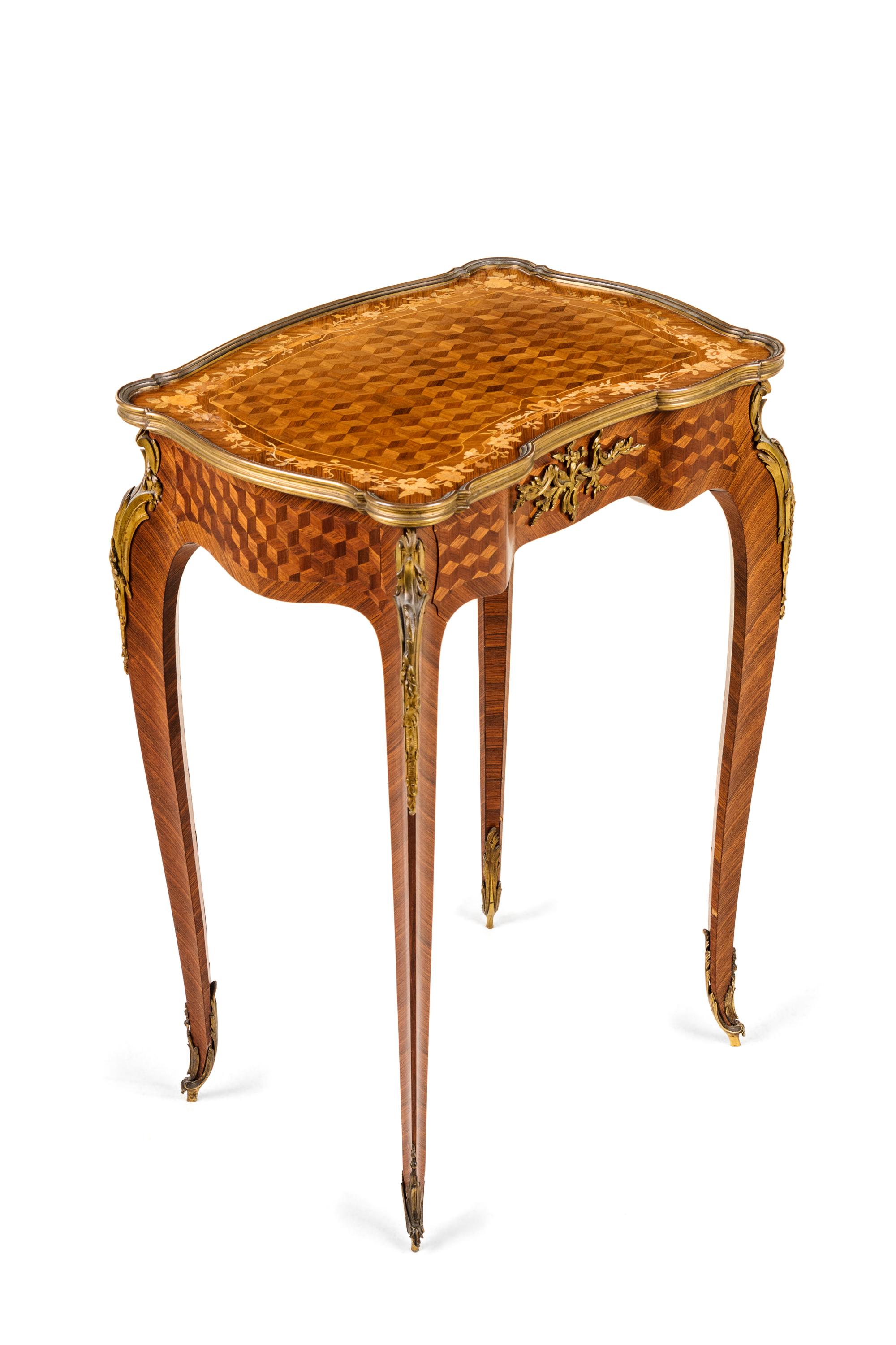 A Louis XV/XVI Transitional Style Marquetry Writing Desk