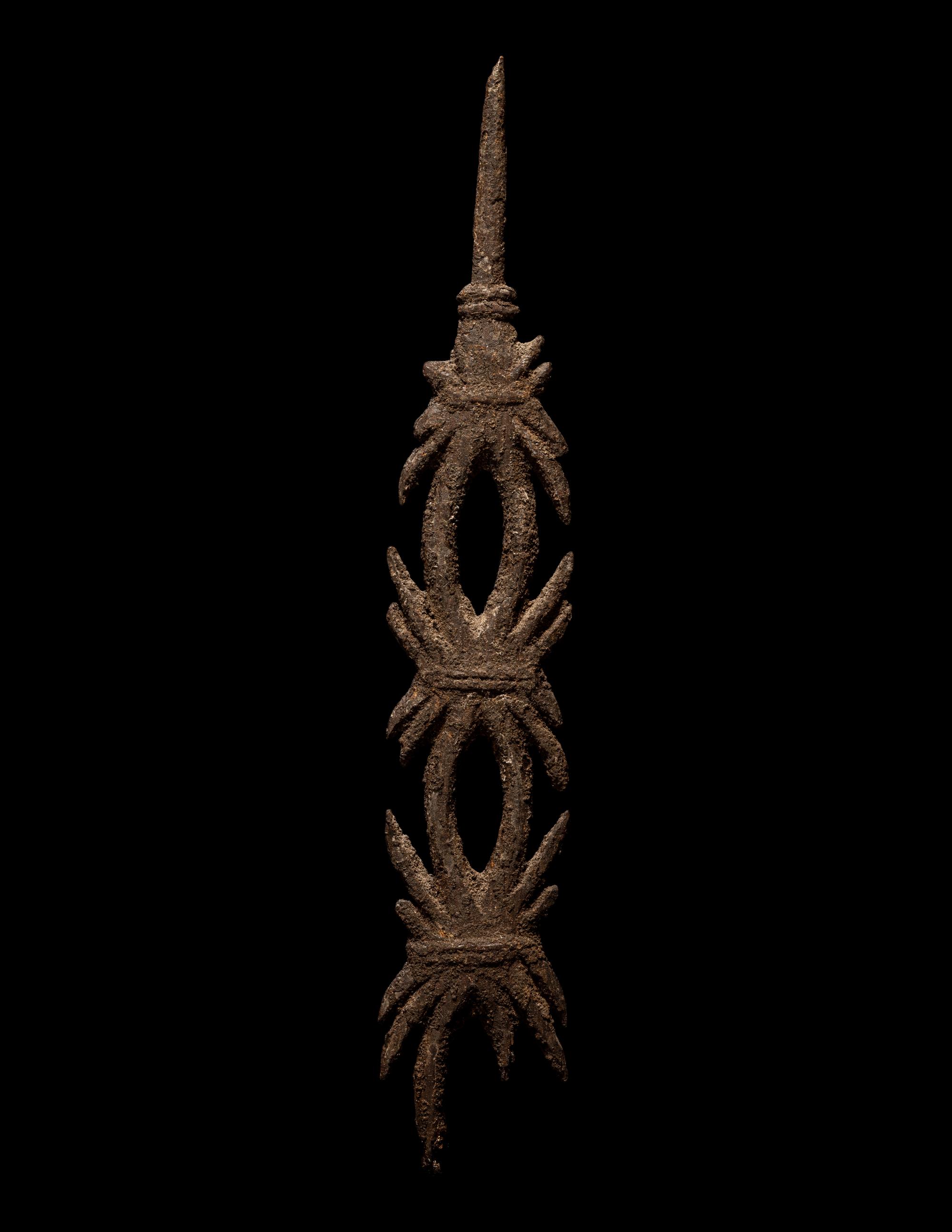 Four Colima Female Figures, Two Akan Wood Spears, and a Wood Comb