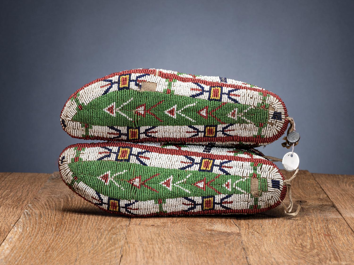 Sioux Fully Beaded Buffalo Hide Moccasins