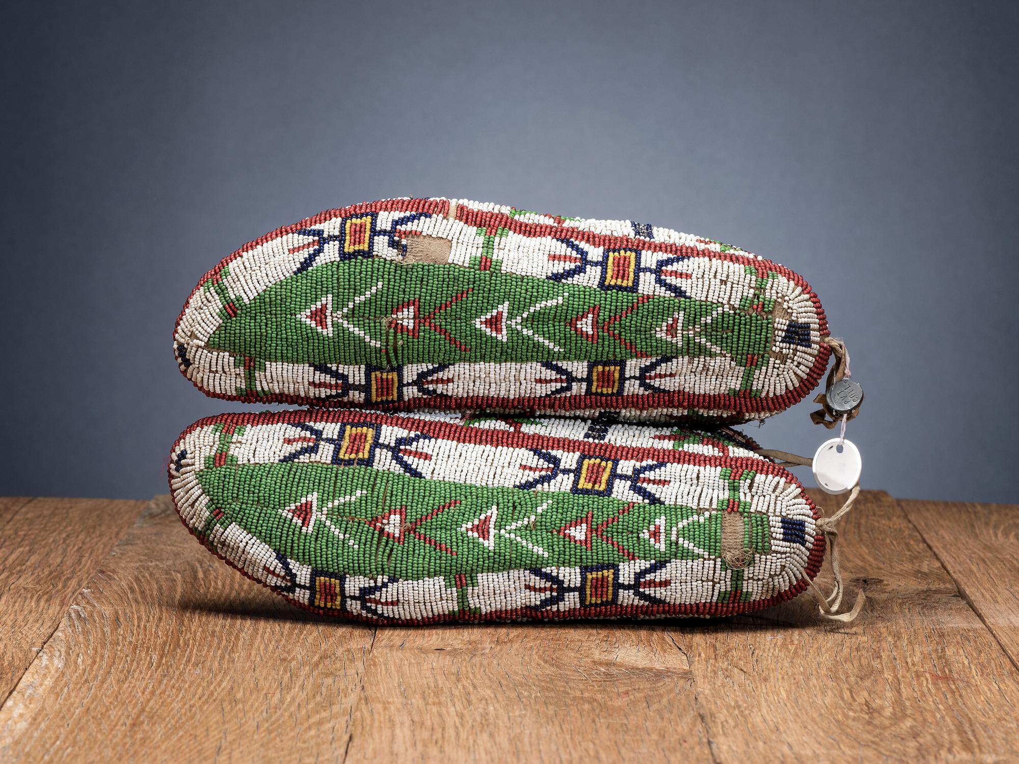Sioux Fully Beaded Buffalo Hide Moccasins