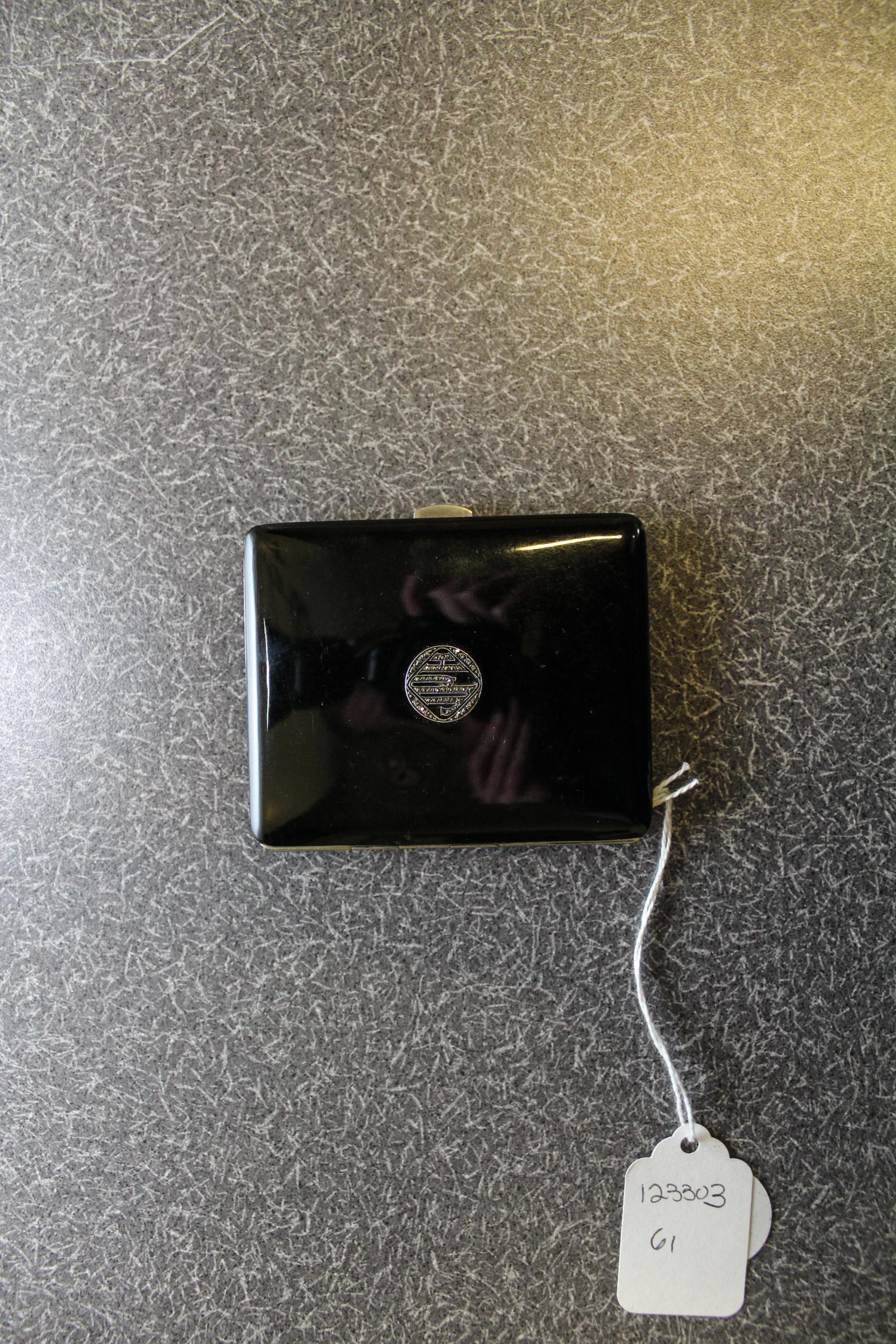 A French Enameled Silver Cigarette Case, , the lid with an applied JHP monogram in marcasite.