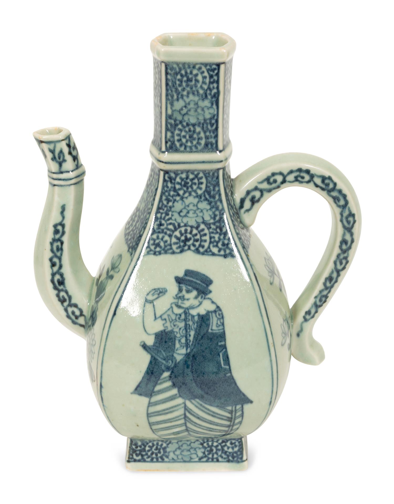 A Blue and White Porcelain Norwegian Market Ewer