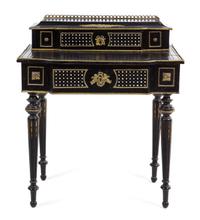 A Napoleon III Mother-of-Pearl Inlaid Ebonized Desk Height 36 1/4 x width 30 3/4 x depth 21 inches. — 19TH CENTURY