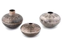 Silver Miniature Seed Jars, with Rabbits