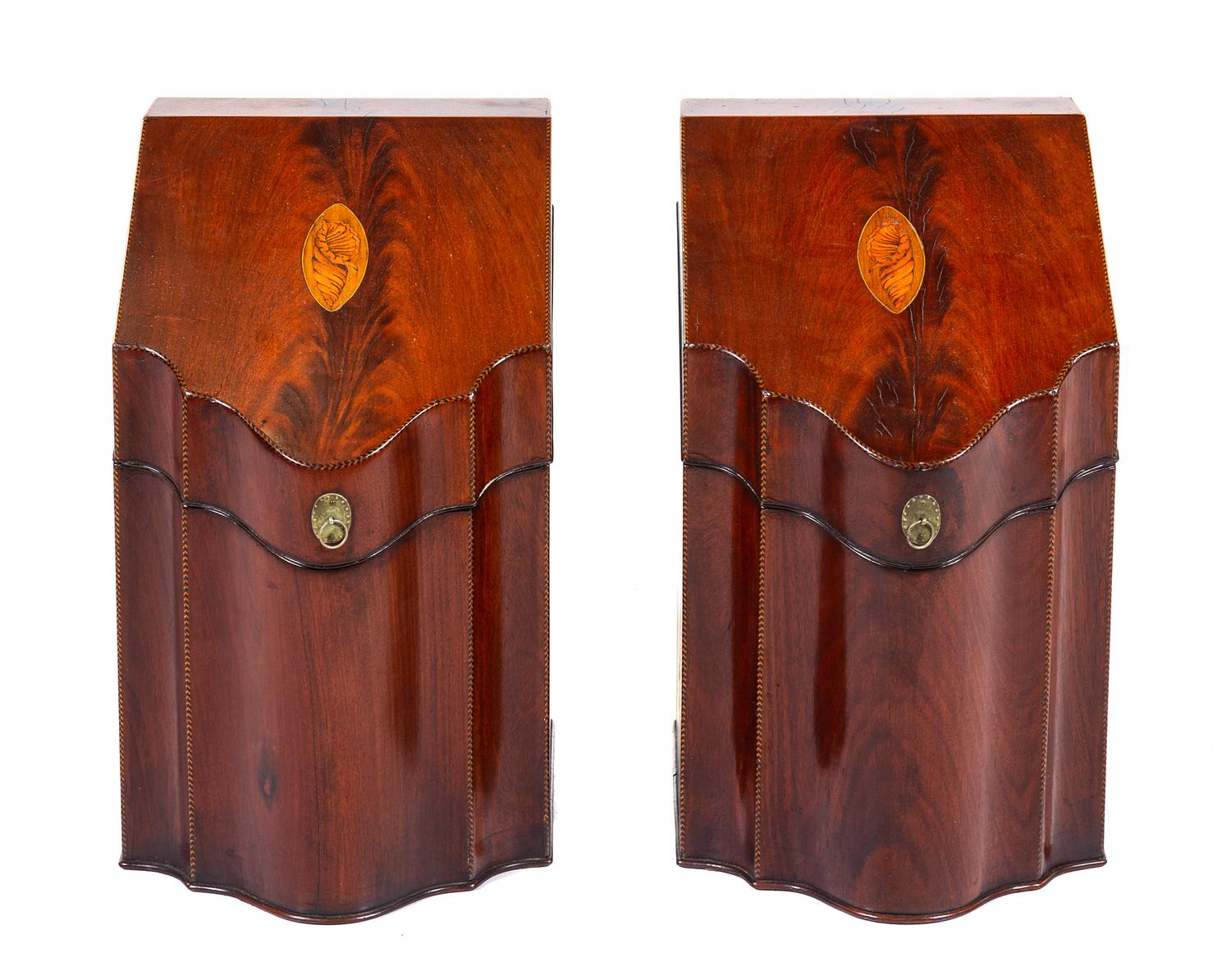 A Pair of George III Mahogany Knife Boxes Height 15 inches. — LATE 18TH CENTURY