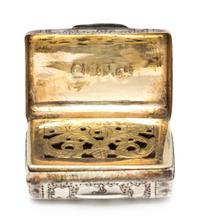 A George III Silver Vinaigrette, Likely Samuel Pemberton, Birmingham, 1790, the case in the form of a satchel.