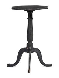 A Federal Blue Painted Maple Octagonal-Top Snake-Foot Candlestand