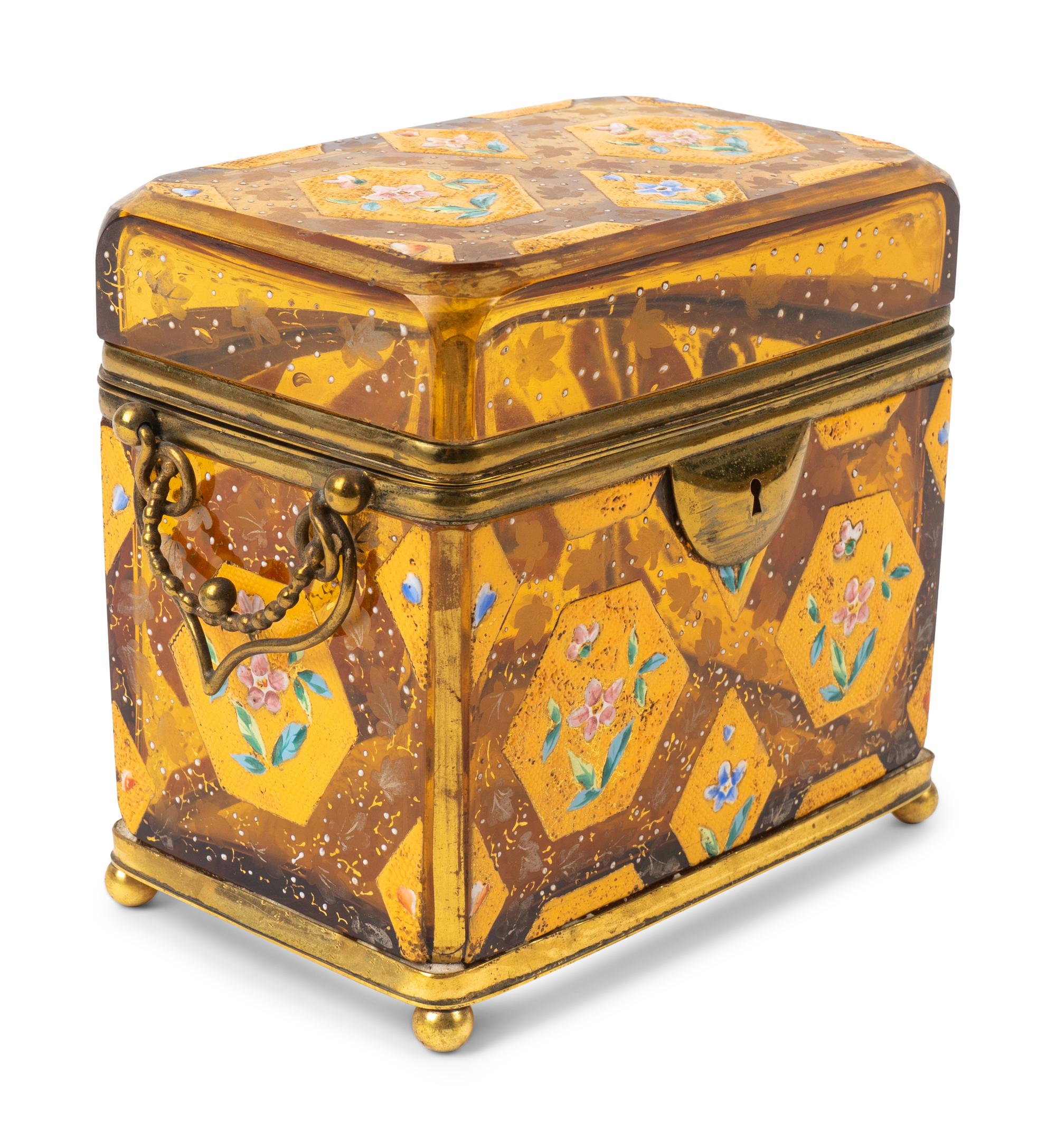 A Continental Enameled Ruby-Flashed Glass Box — LATE 19TH/EARLY 20TH CENTURY