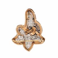 Diamond, Platinum, Rose Gold, and Enamel Flower Pendant Brooch
