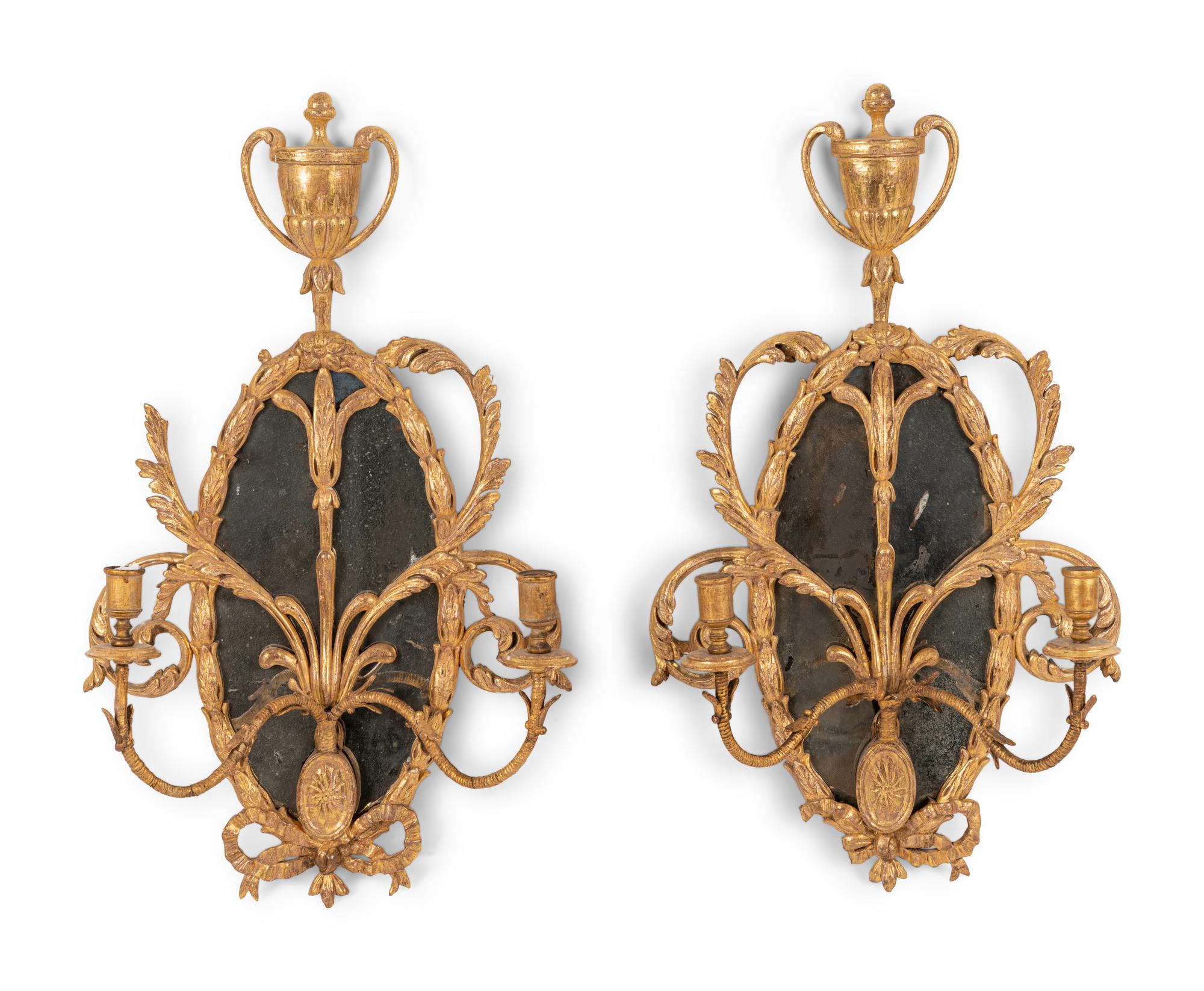 A Pair of George III Giltwood Girandole Mirrors
