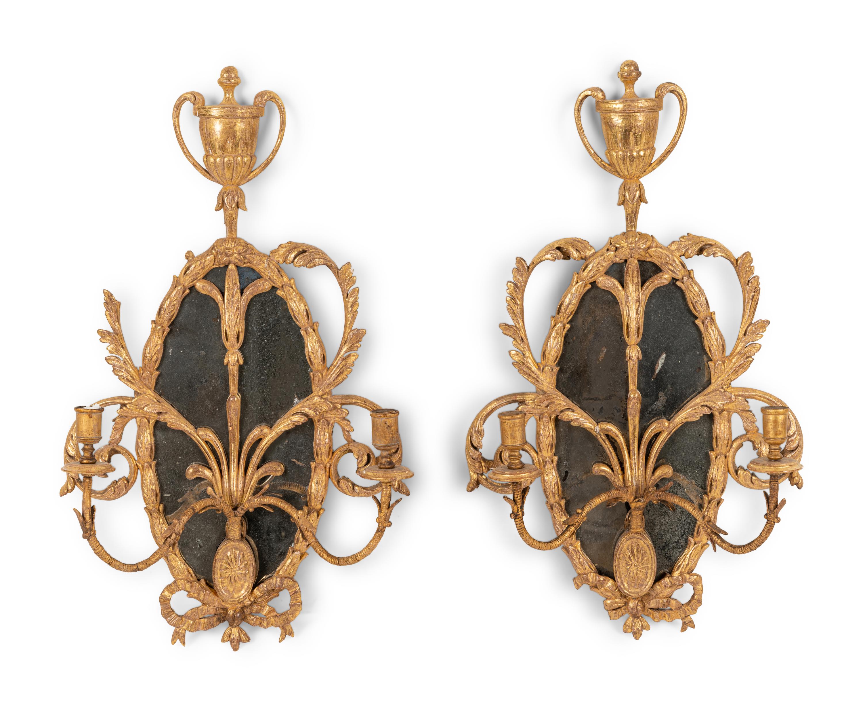 A Pair of George III Giltwood Girandole Mirrors