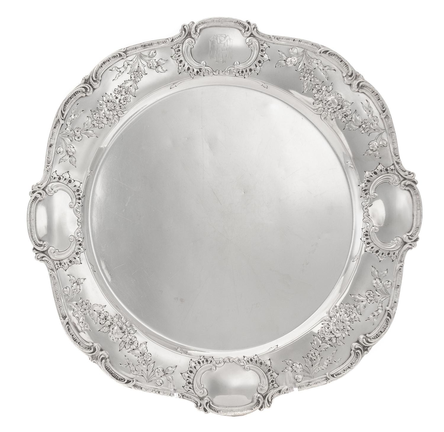 An American Silver Meat Platter, Gorham Mfg. Co., Providence, RI, 20th Century, of shaped circular form, the rim chased with alternatin