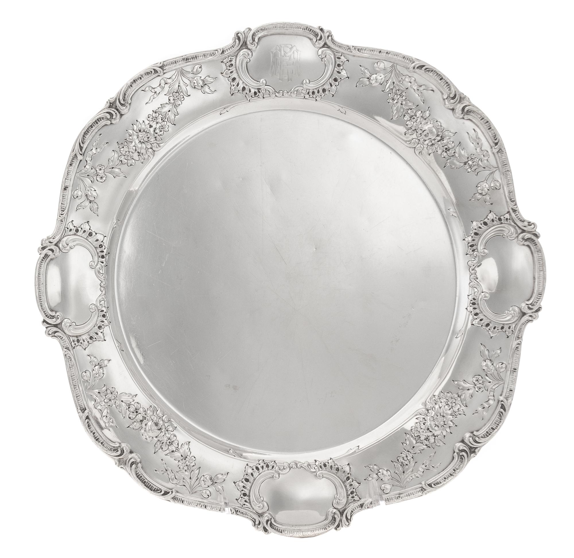 An American Silver Meat Platter, Gorham Mfg. Co., Providence, RI, 20th Century, of shaped circular form, the rim chased with alternatin