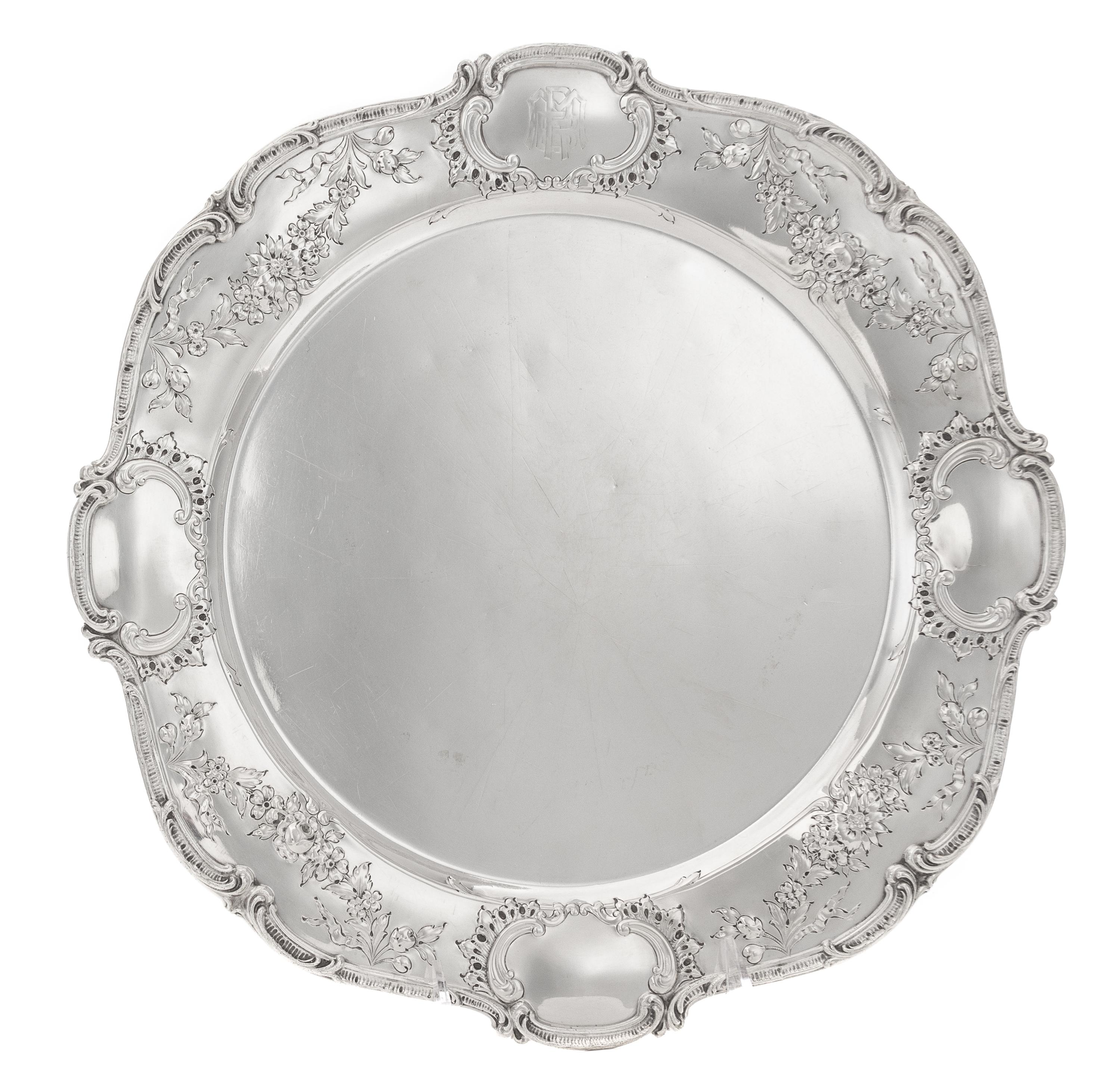 An American Silver Meat Platter, Gorham Mfg. Co., Providence, RI, 20th Century, of shaped circular form, the rim chased with alternatin