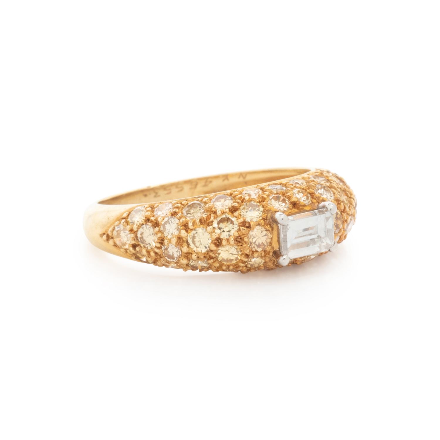 VAN CLEEF & ARPELS, DIAMOND AND YELLOW DIAMOND RING