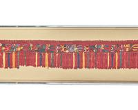 A Paracas Textile Panel from a Man’s Mantle Fringe with Bird Motif
