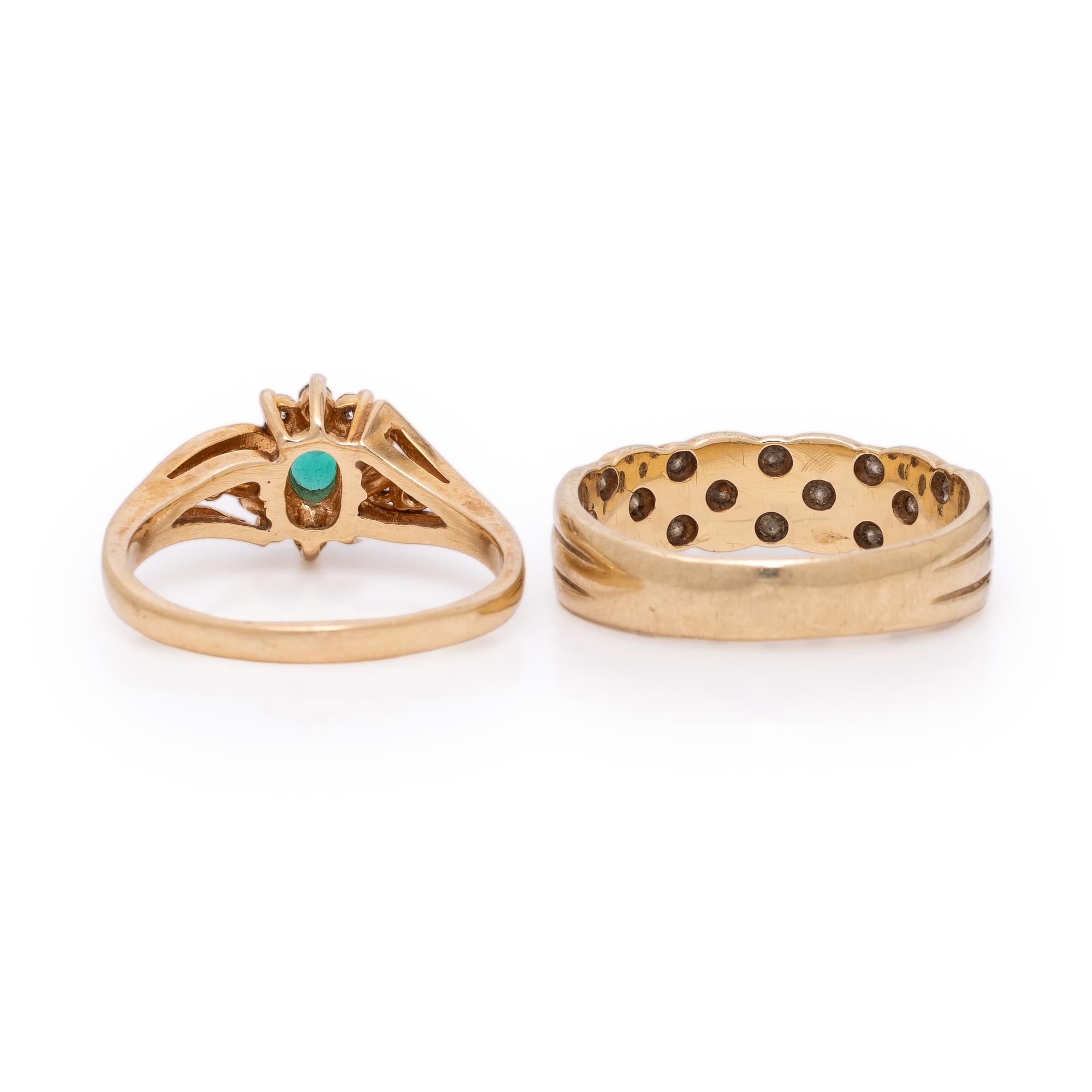 Two Yellow Gold and Gemstone Rings