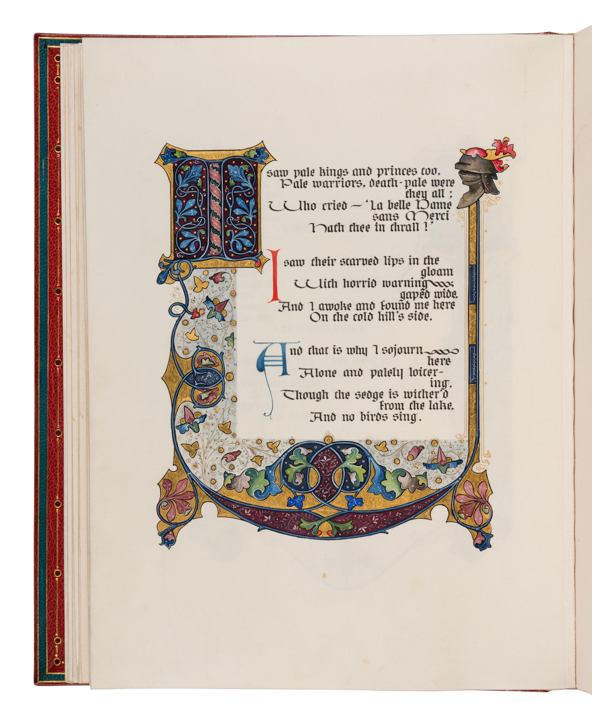 SANGORSKI, Alberto, calligrapher and illuminator. -- KEATS, John (1795-1821). "La Belle Dame sans Merci" -- "Ode on a Grecian Urn" -- "Ode to Psyche." London, 1928.