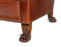 A Leather-Upholstered Mahogany Three-Piece Seating Suite