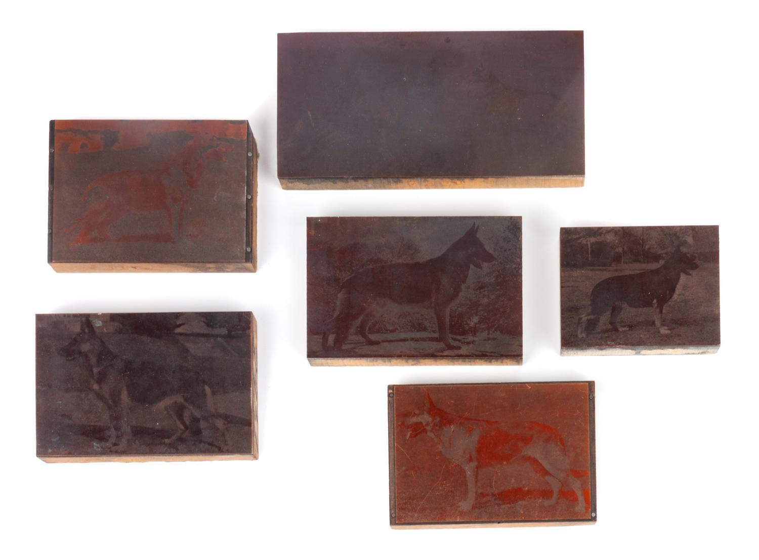 A Collection of Copper Photogravure Plates Mounted on Wood Blocks