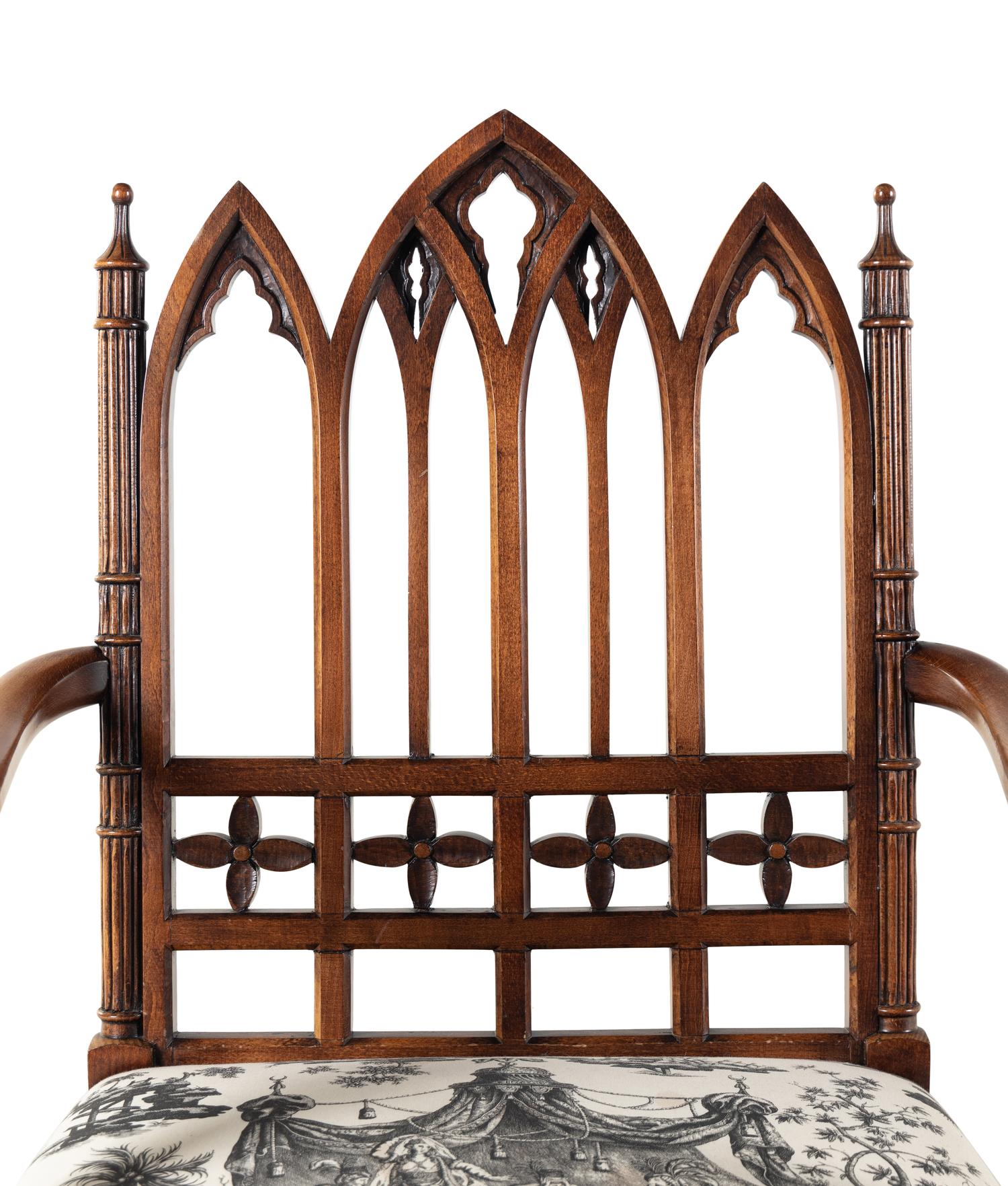 A Pair of Gothic Revival Style Armchairs
