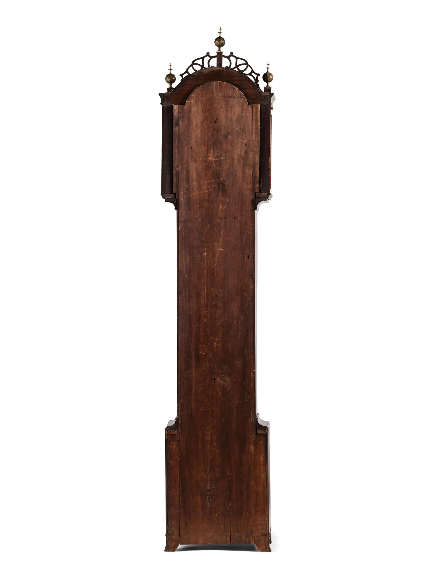 A Chippendale Carved and Bone Mounted Mahogany Tall Case Clock