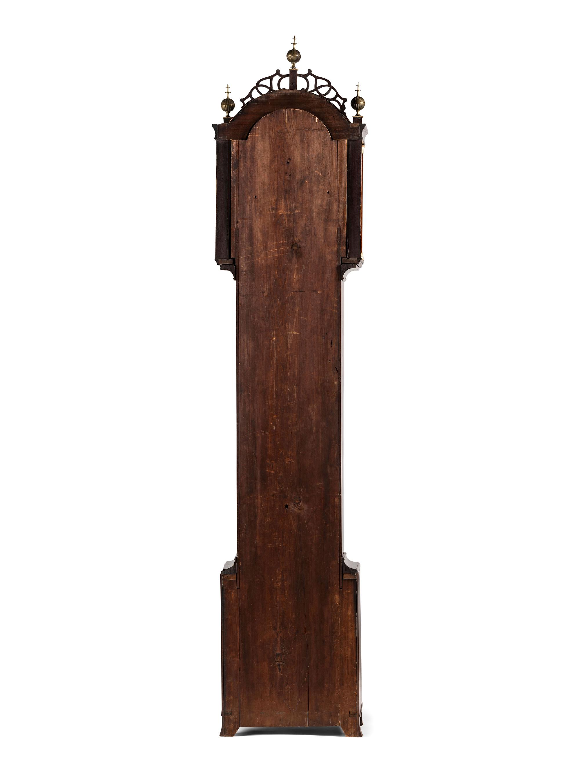 A Chippendale Carved and Bone Mounted Mahogany Tall Case Clock