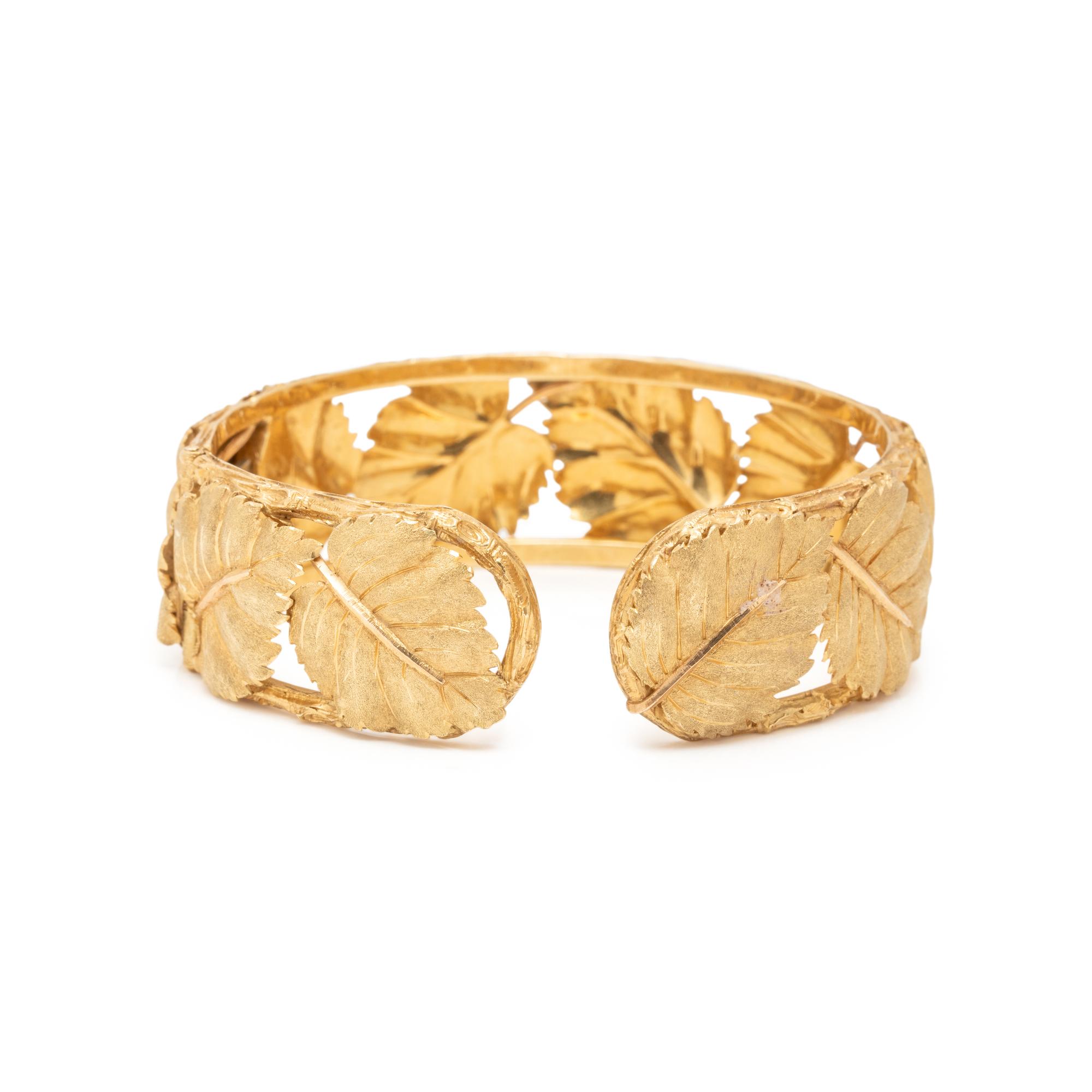 BUCCELLATTI, YELLOW GOLD LEAF CUFF BRACELET