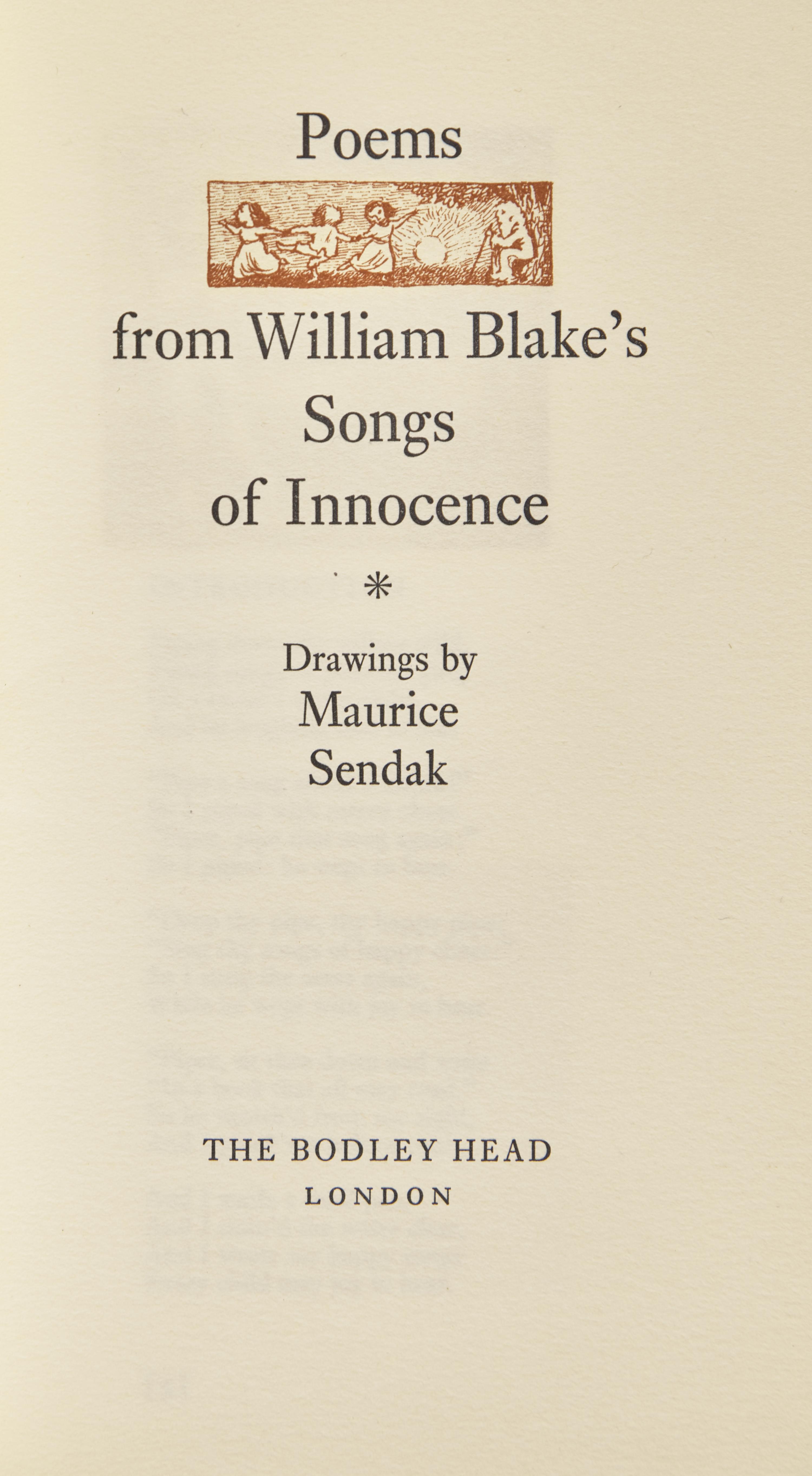 [Sendak, Maurice] Poems from William Blake's Songs of Innocence