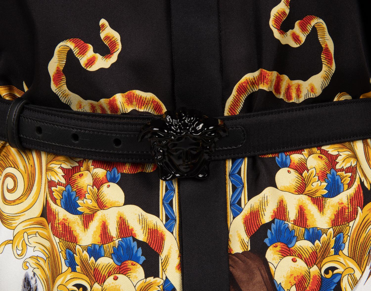 Versace Tribute "Native Americans" Silk Print Shirt Dress, Spring 2018